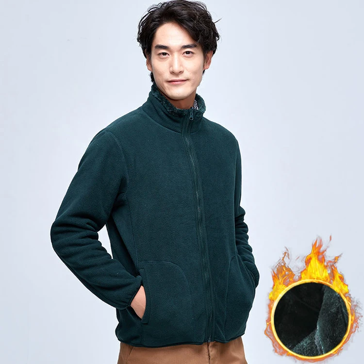 Wholesale 100% polyester warm soft fleece custom color logo full zip polar fleece jacket for men