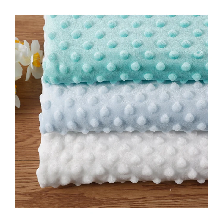 Ready To Ship 100% Polyester Super Soft Minky Dot Crystal Velvet Fabric For Baby Blanket