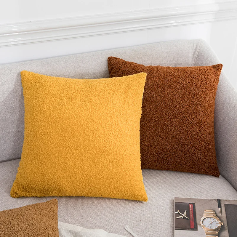 Custom size solid Teddy cushion covers super sofa warm decoration throw pillow case promotion