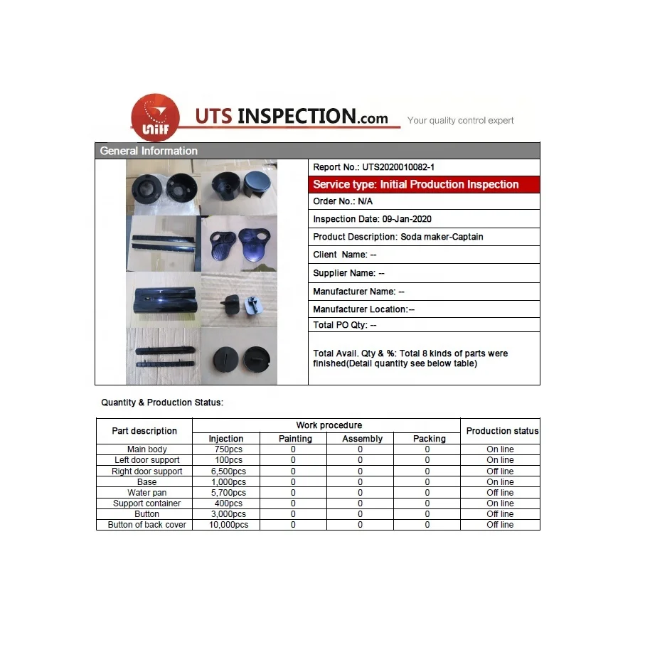 
Перед отправкой инспекционная служба Начальная проверка производства 