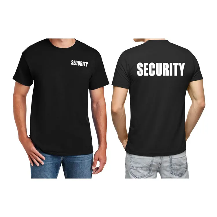 Customize Black Security Guard Uniforms 50 Cotton/50 Polyester Short Sleeve Security Uniforms T-Shirt