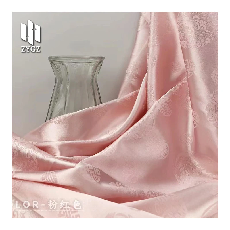Wholesale High Quality 100% Polyester Smooth Soft Touch Feeling Satin Jacquard Fabric for Women Clothing Dress Garments