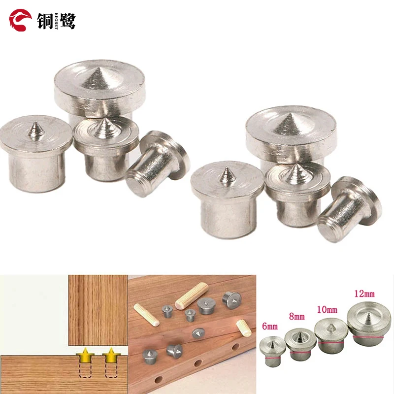 KEGRET 6/8/10/12mm Wood Timber Marker Hole Center Set Woodworking Wood Drill Bit Dowel Centers Point Pin