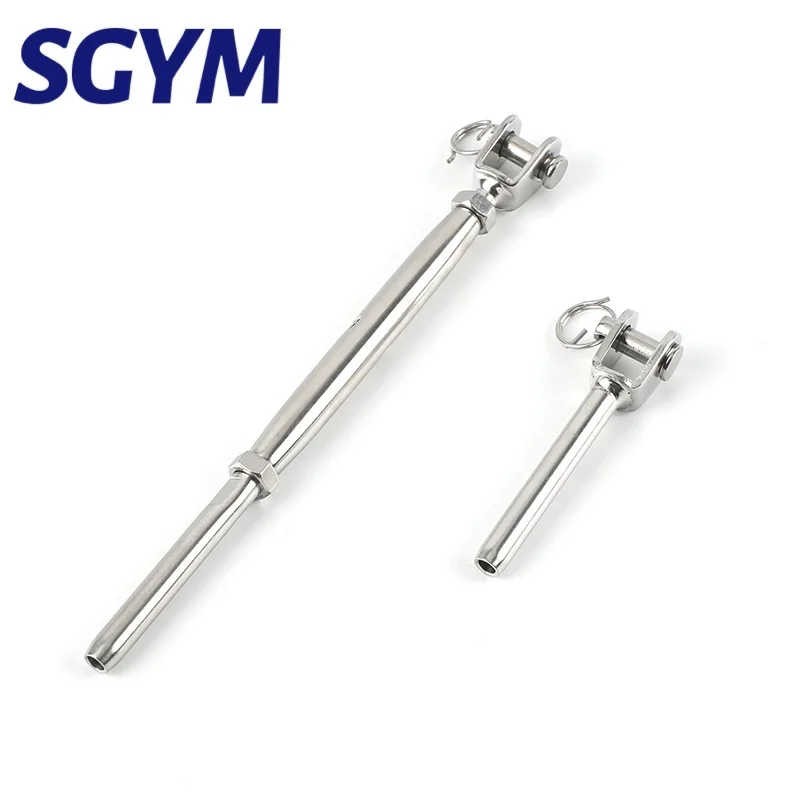 T316 Stainless Steel Wire Cable Railing Closed Body Welded Jaw Hand Turnbuckle Swage Stud Terminals