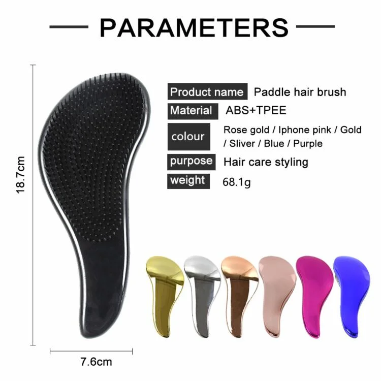 Professional Hair Extension Hair tyling brush Comb Electroplating Color Wet Wig Detangling Hair Brushes