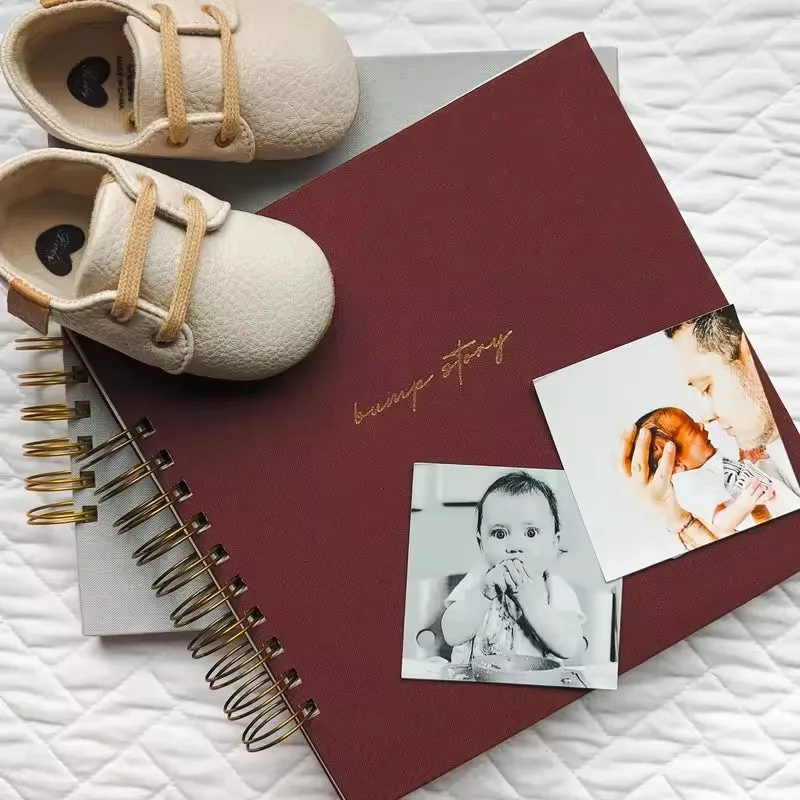 customized New Baby Gift Shower Pregnancy Book Linen Journal Hardbound Baby Book Journal Memory