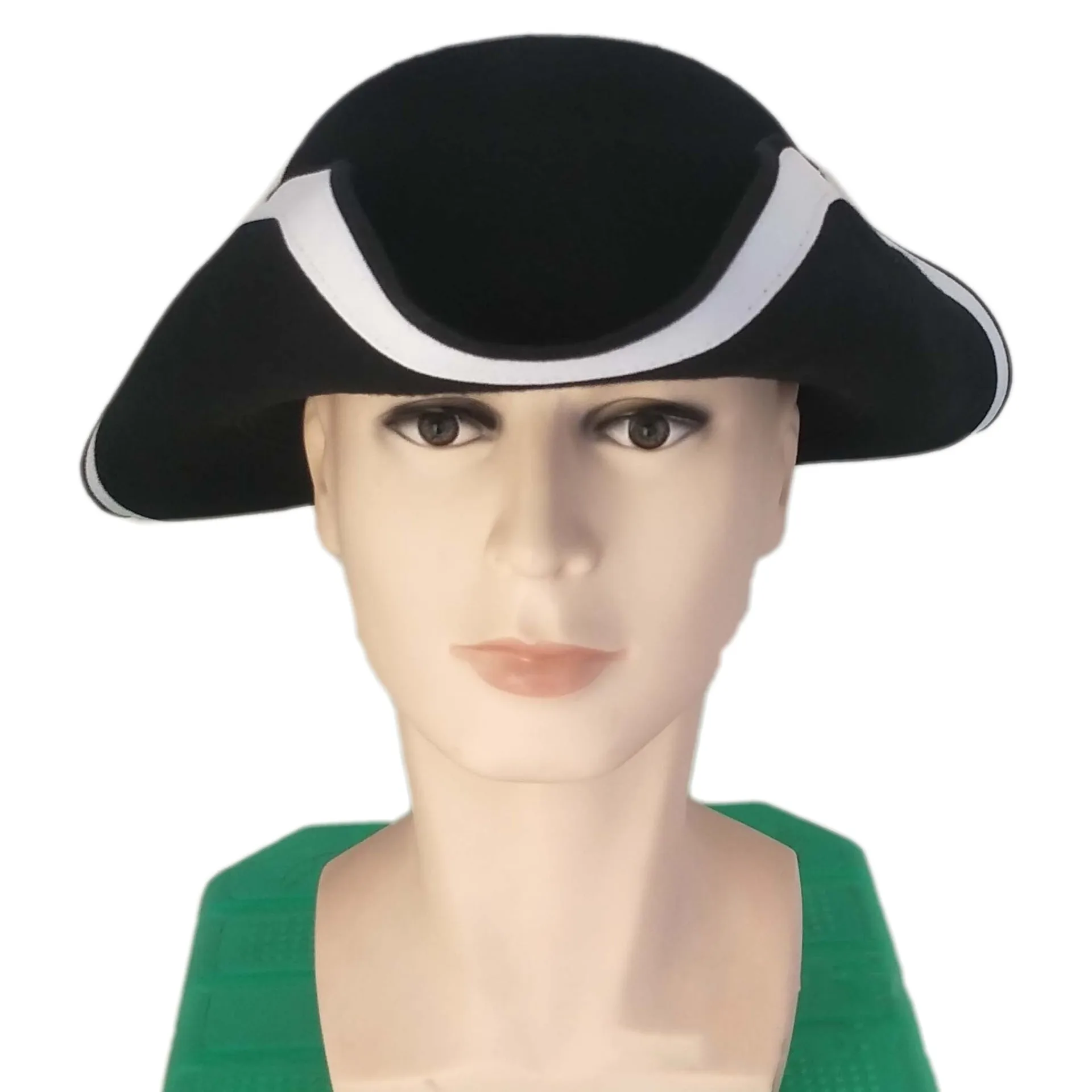 ready to ship high quality wool felt french cowboy hat men black tricorne triangular hat guard of honour Napoleon hat