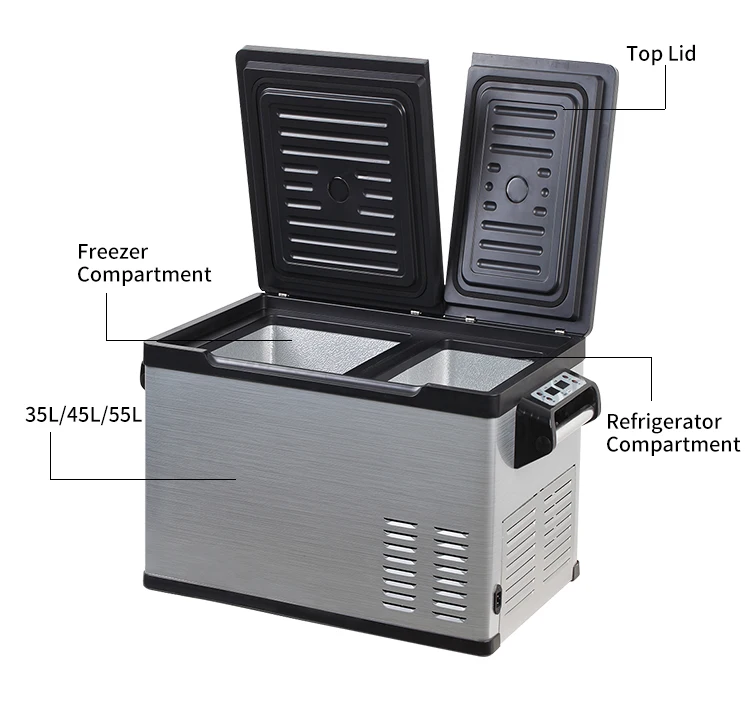 12V 24V DC Double Zone Portable Refrigerator Compressor Freezer for Car Caravan Home RV