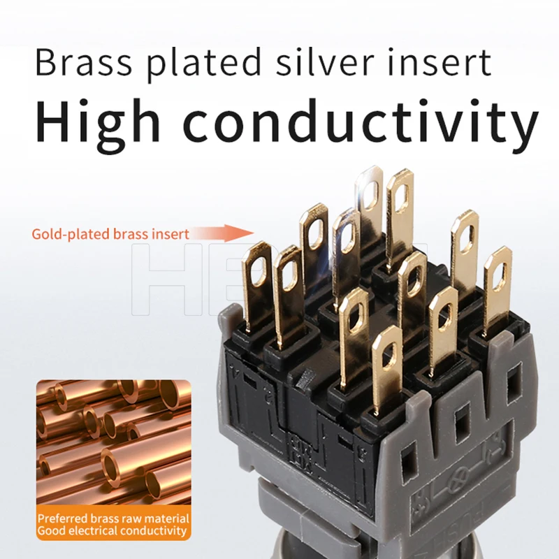 hbs1-bgq 3no3nc momentary latching 19mm round metal power symbol illuminated push button switch