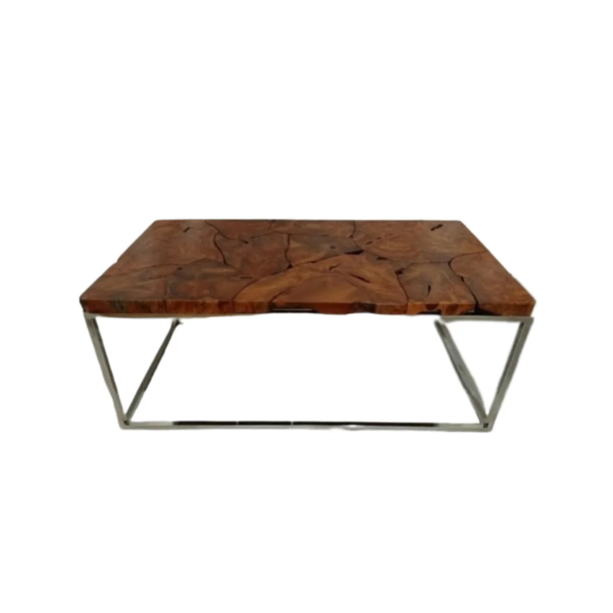 Best Quality 120 Teak Root Table with Stainless Steel Legs Outdoor Furniture from Indonesia