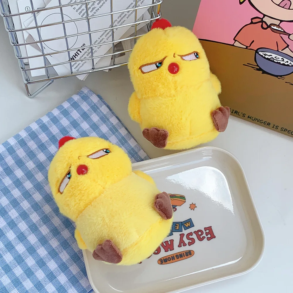 1pc 12cm Cute Angry Chicken Plush Doll Pendant Keychain Schoolbag Luggage Pendant Decoration Toy Plush Keychains