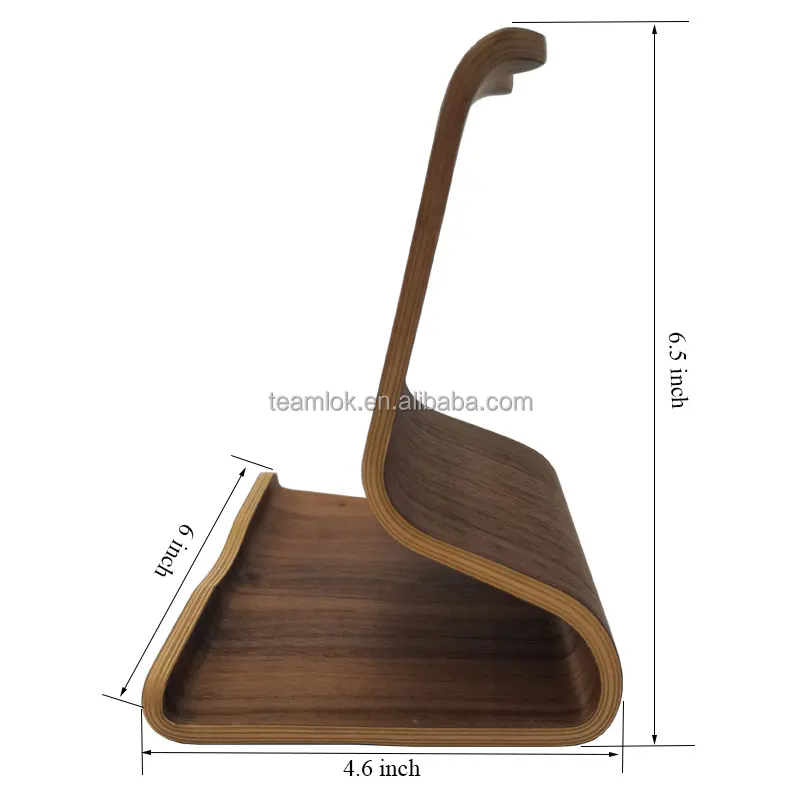 Factory Wholesale Wooden Holder for iPad Anti-Slip Universal Phone Tablet Dark Wood Stand Holder for iPhone Desktop Tablet Stand
