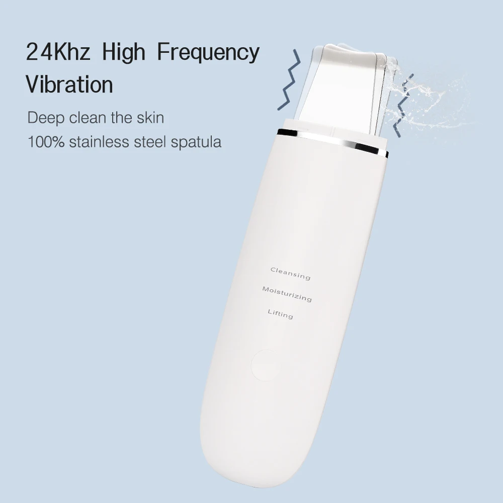 Electric Vibration Face Spatula Facial Ultrasonic Skin Scrubber with Heating Function