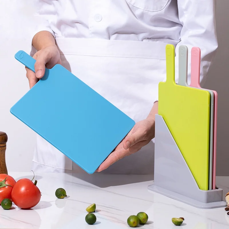 Plastic Chopping Board Four-Piece Set With Base Color Box Pp Chopping Board Raw And Cooked Classification Chopping Board