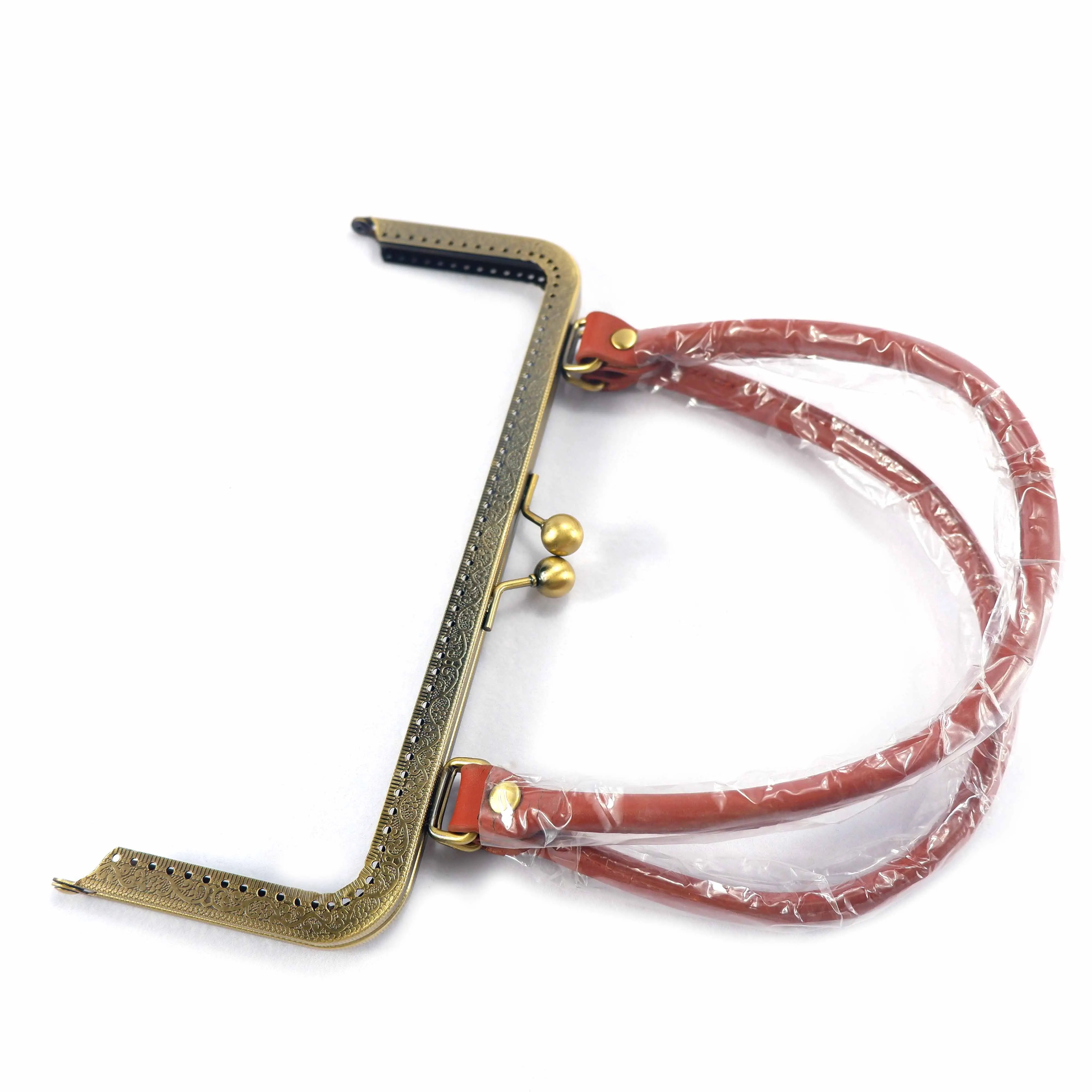 24*9cm Color Antique Copper clutch bag purse frames metal hardware with brown handle accessories lock