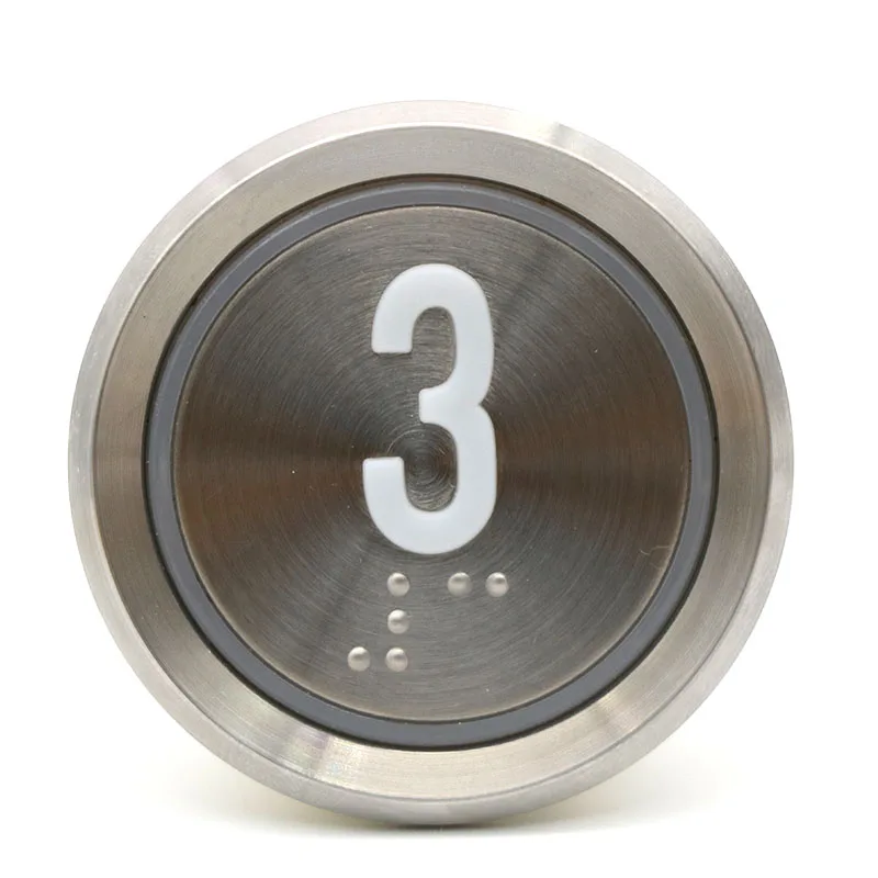 Cutout Dimension 37.2mm SS Elevator Button Round Braille Push Button Elevator Lift Part