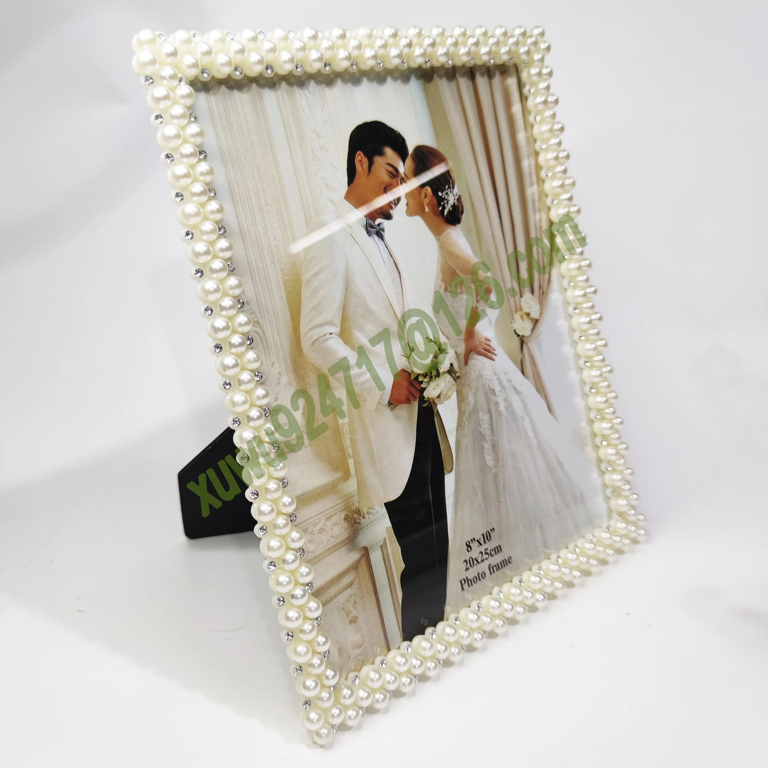 European Luxury Nice Plastic Resin Pearl Photo Picture Frames 8*10inch Fashion White Pearl Photo Frame Plastic Pearl Photo Frame
