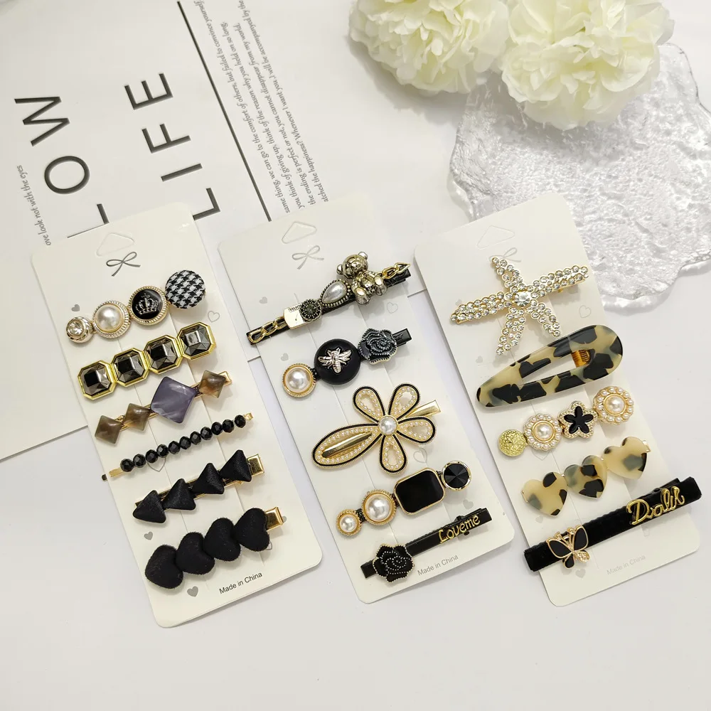 2024 New Designs Girls Hair Clips Pearl Hair Bobby Clips set hair accessories