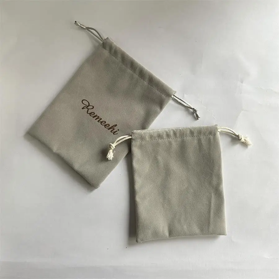 Wholesale High Quality Small Velvet Luxury Gift Packaging Bag Suede Drawstring Jewelry Pouch With Logo