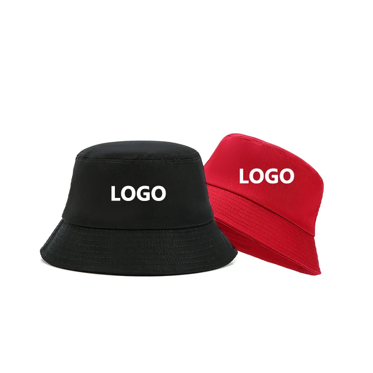 Japanese Casual Style Red Fisherman Bucket Hat Cotton Mesh Customizable with Logo Print Small Size Sun Protection