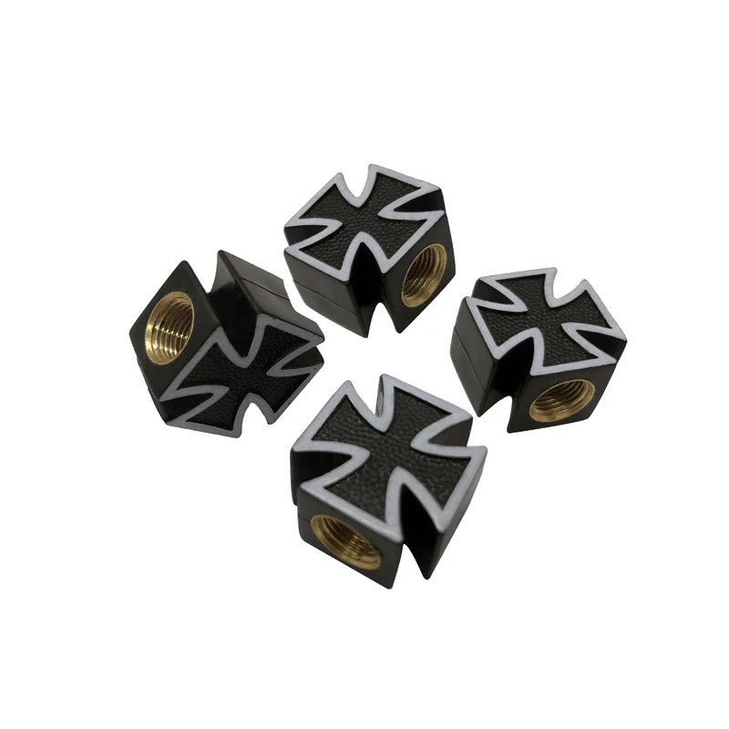 Cross Spade Skull Car Tire Air Valve Stem Cap Motorcycle Dust Caps With Brass Insert