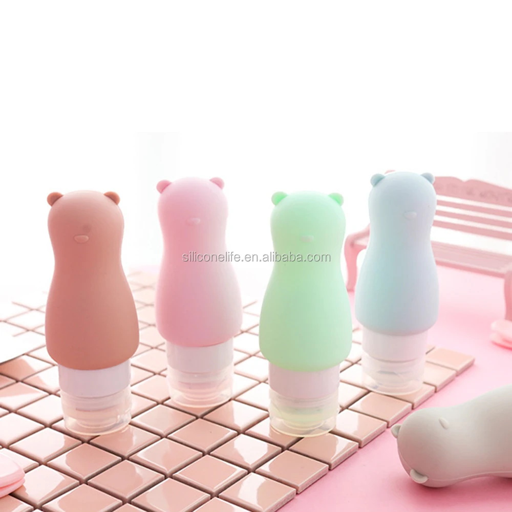 Cute Silicone Refillable Portable Bottles Animal Shape Travel Packing Press Bottle For Lotion Shampoo Cosmetic Container 90ML