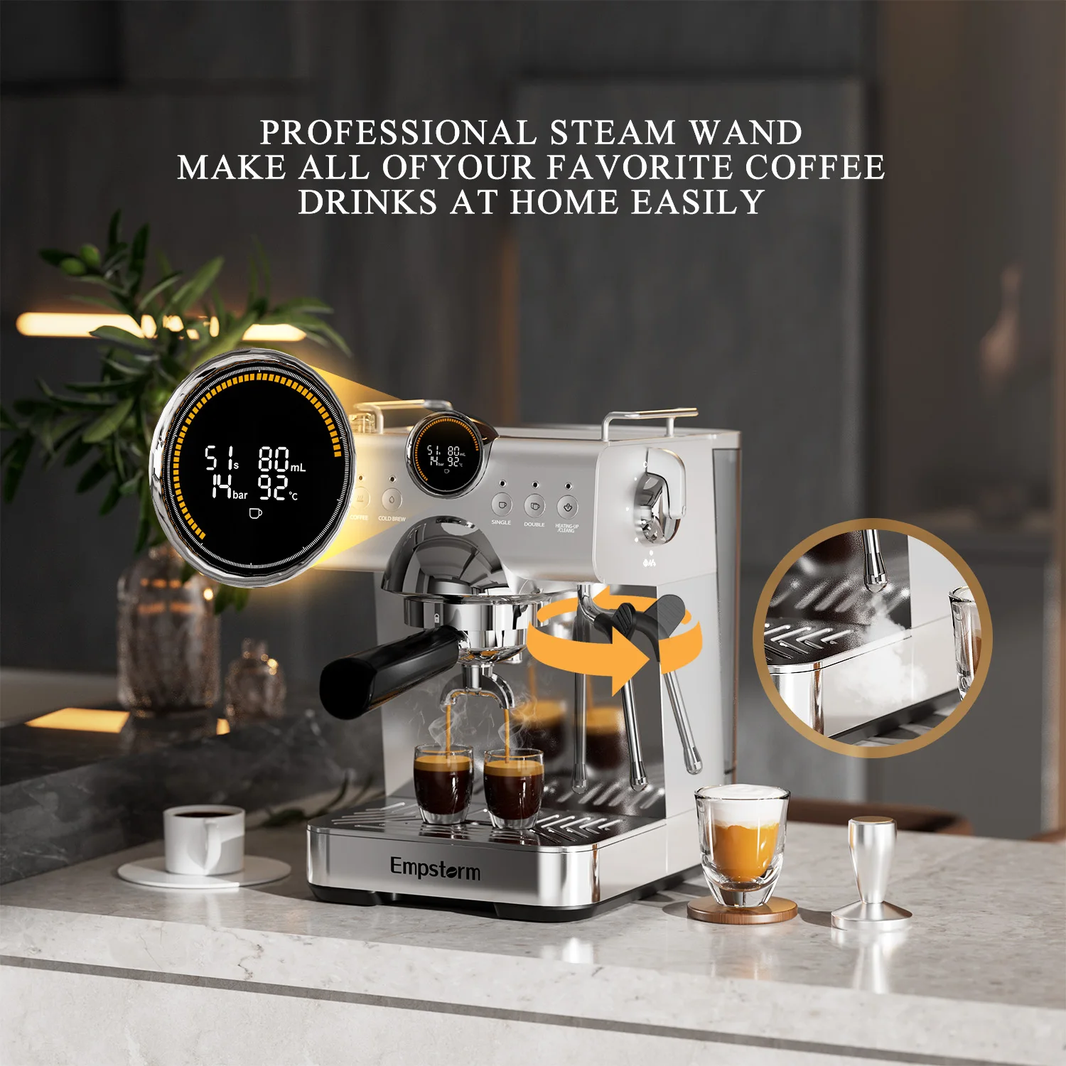 Empstorm latte cappuccino maker machine electric cold brewing professional coffee machine for home office gift