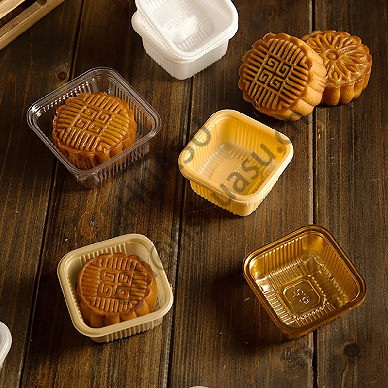 Plastic Mooncake Pastry Dessert Tray or Box Packaging 100g Food PET Customize Transparent Cake Box PP Plastic Cake Container