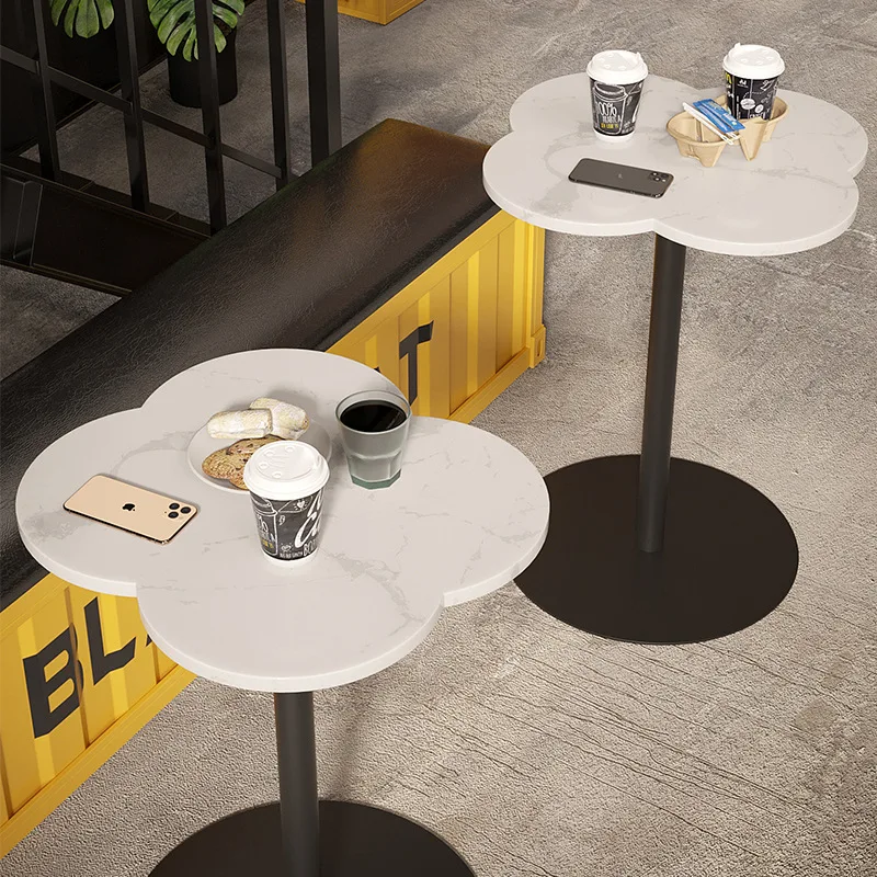Industrial Style Sofa Side Leisure Stone Plate Flower Living Room Small Round Home Creative Bar Milk Shop Tea Table