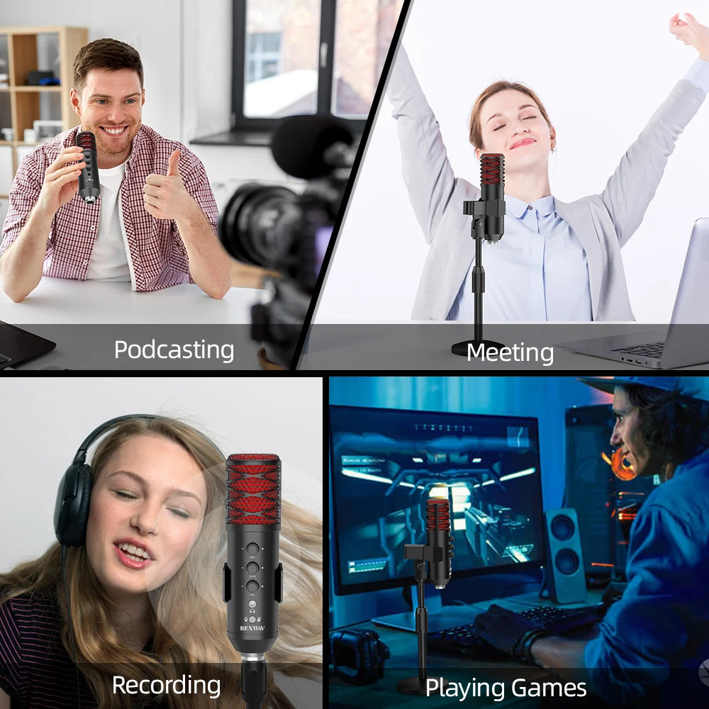 Cardioid Desktop Condenser PC USB Computer Microphone for Voice Over Skype YouTube Videos Vocal Recording Mic