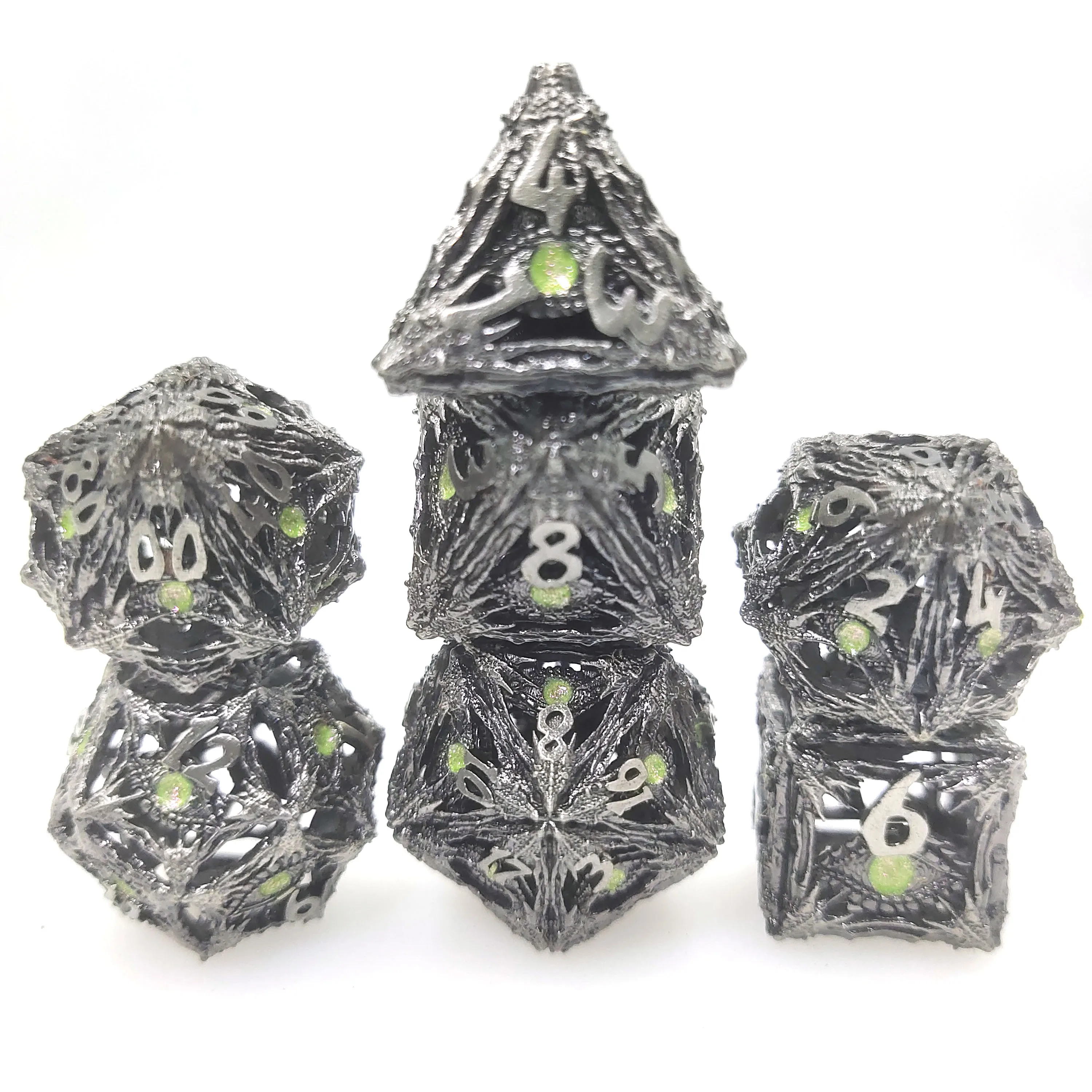 SMH Dragon Eye series hollow-out metal multi-sided 7-piece dice set perfect DND RPG dice for  board games gift