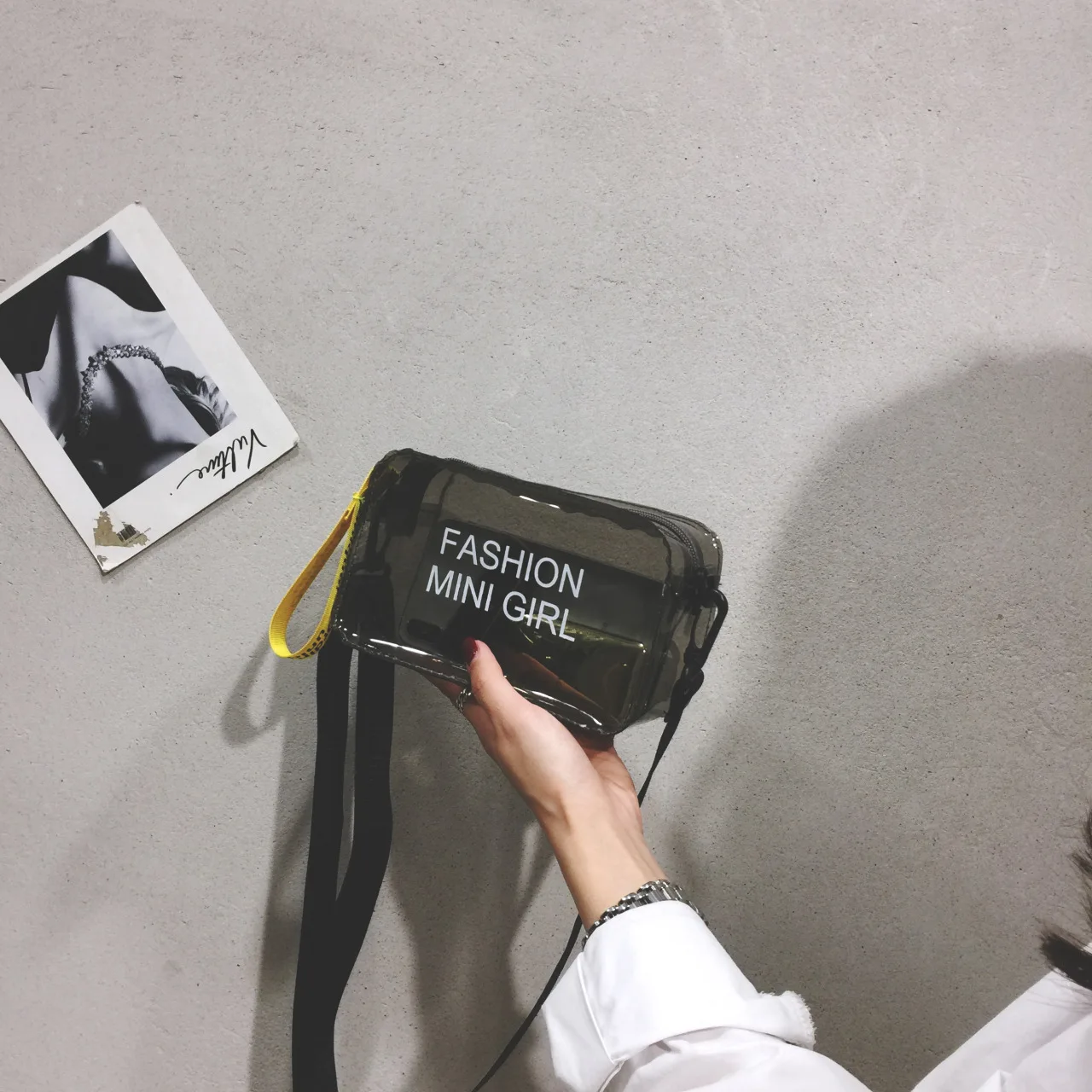 2024 Custom Fashion Transparent PVC Handbags Clear Jelly Purse Letter Printed Mini Shoulder Messenger Bag for  Women