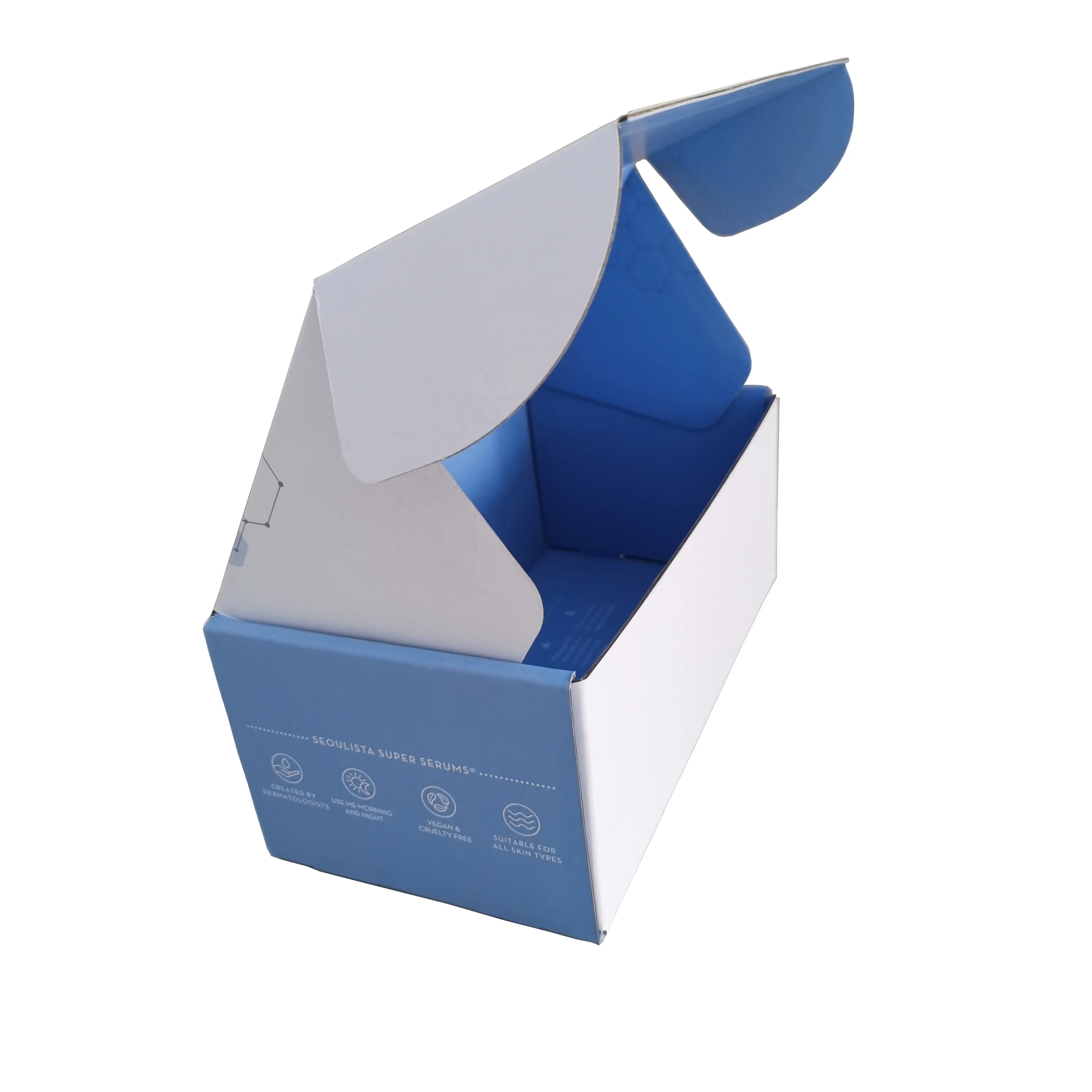 One Piece Navy Blue Custom Mailer Boxes 9X3 With Logo And Handle