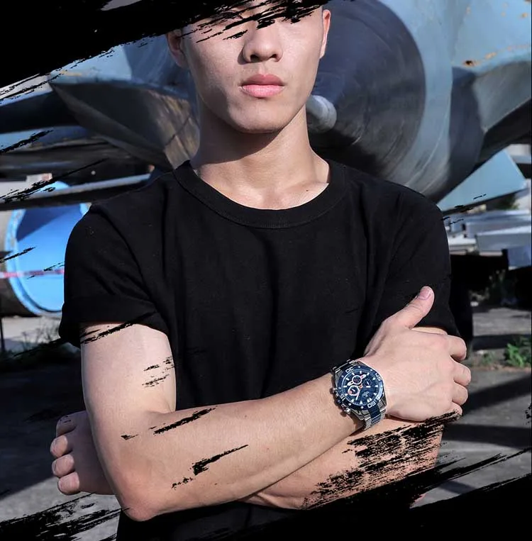 NAVIFORCE NF8019 high quality made in china men hour stylish Stainless steel  band waterproof watch character Casual wrist watch