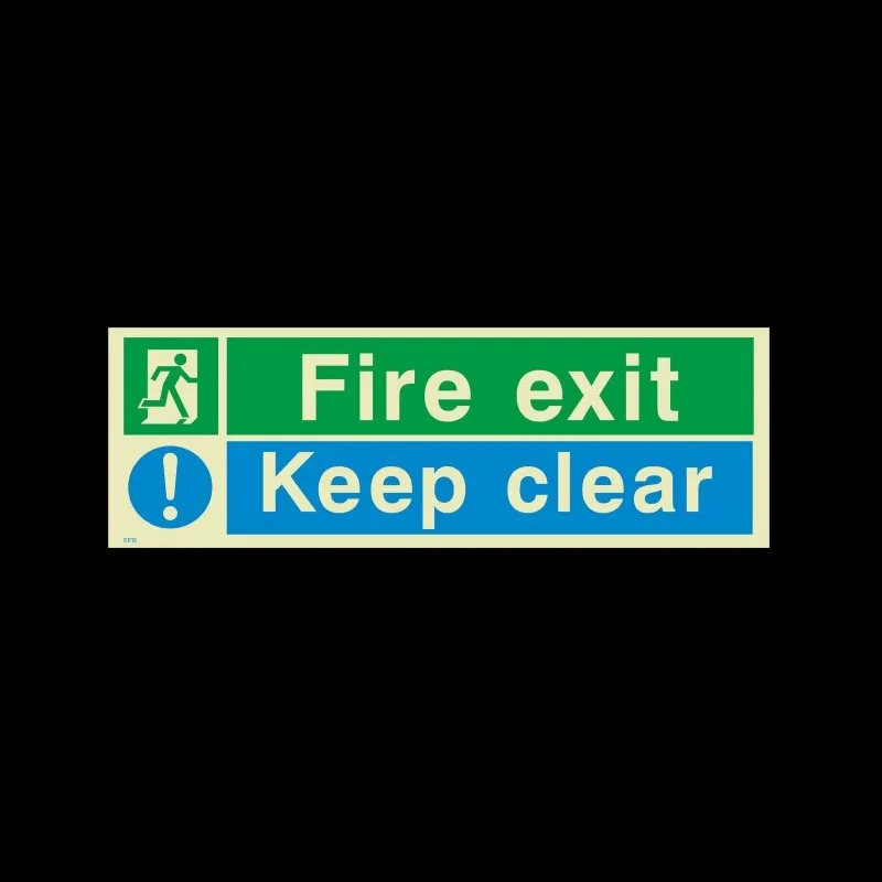 Emergency luminous glow in the dark fire safety warning signs