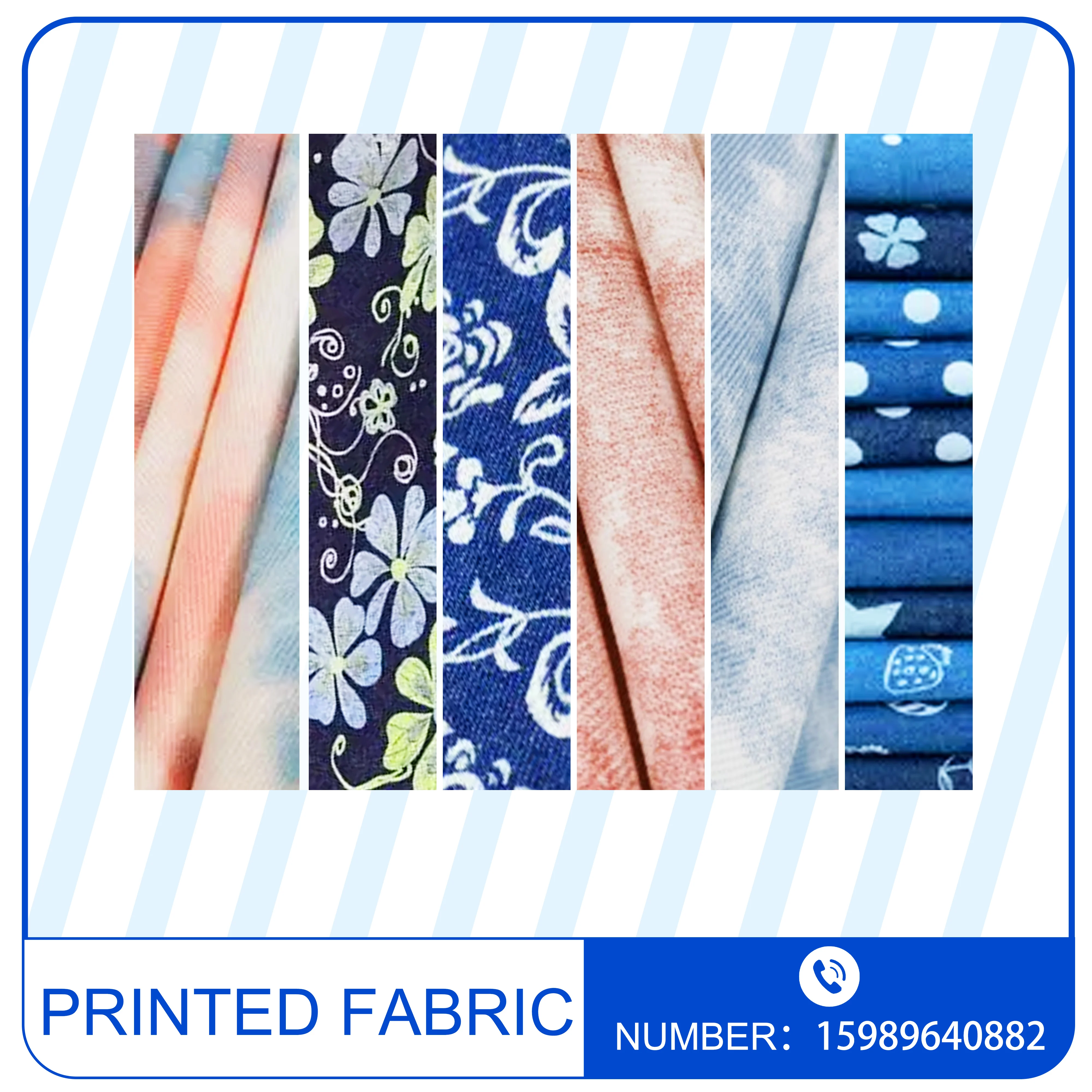 CF-89851 denim meter fabric denim twill hemp fabric patchwork print cotton polyester denim fabric wholesale