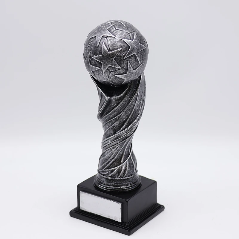 Wholesale personalized design sports match trophy award statue custom resin craft grey iron creativity soccer trophies