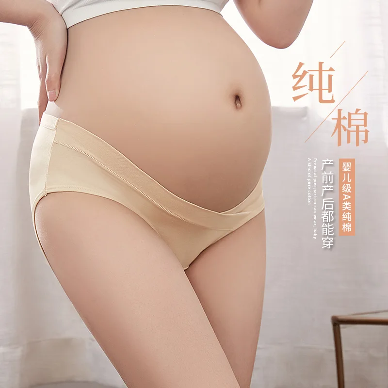 
New products pregnant non-slip underpants low waist V-shaped cross stomach lift knickers one piece seamless panties 