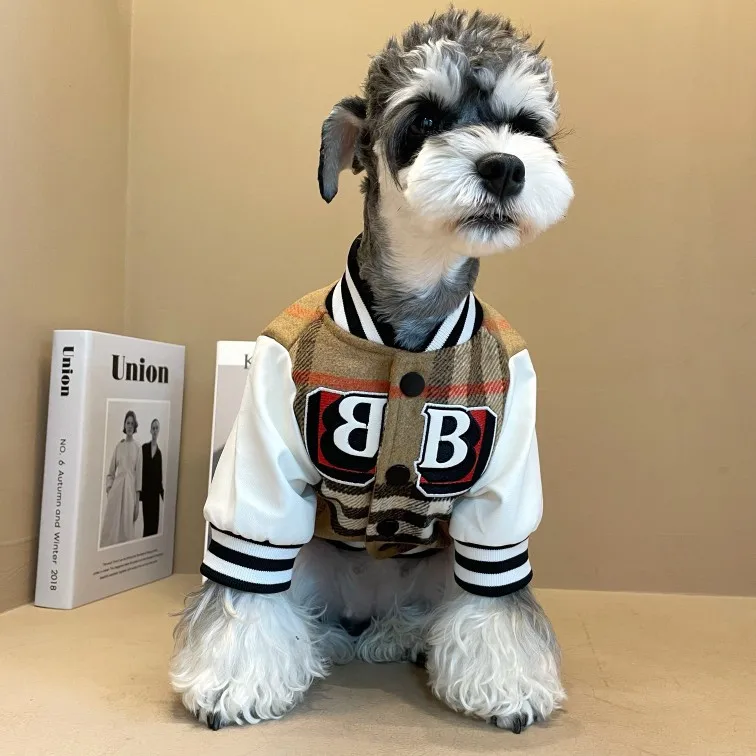 Hot Selling Brown Beige Plaid Luxury Designer Dog Coats Pet Clothes Best Seller Pet Jacket Winter Clothes For Dogs