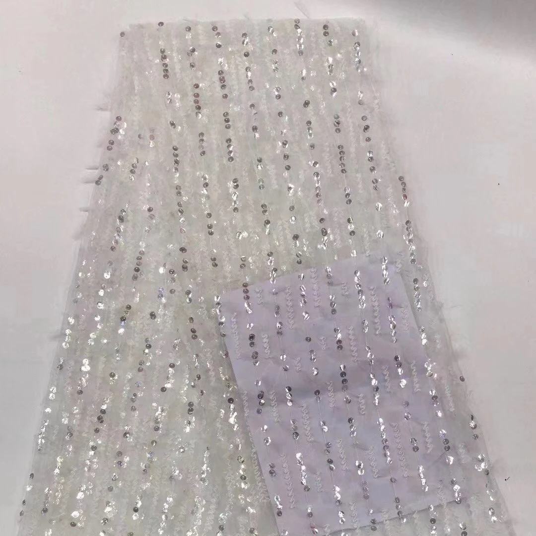 B007  bar Chinese Supplier Colorful Changing Sequins Embroidered Mesh Fabrics