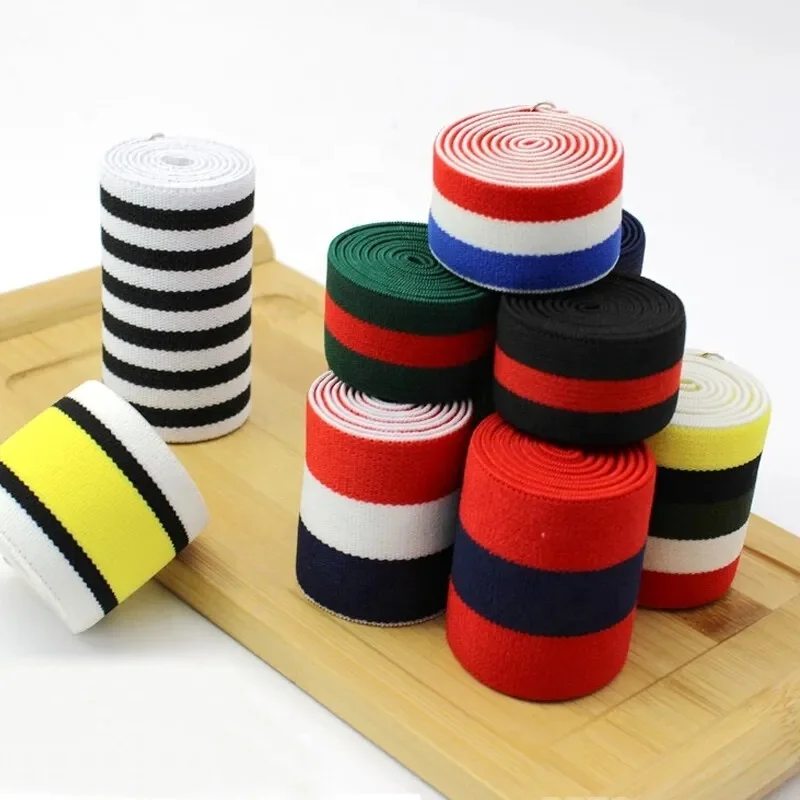 4CM Stock Wholesale China Stripe Soft Jacquard Thick Twill Elastic Waist Band Waistband for Clothing Shoe Boxer