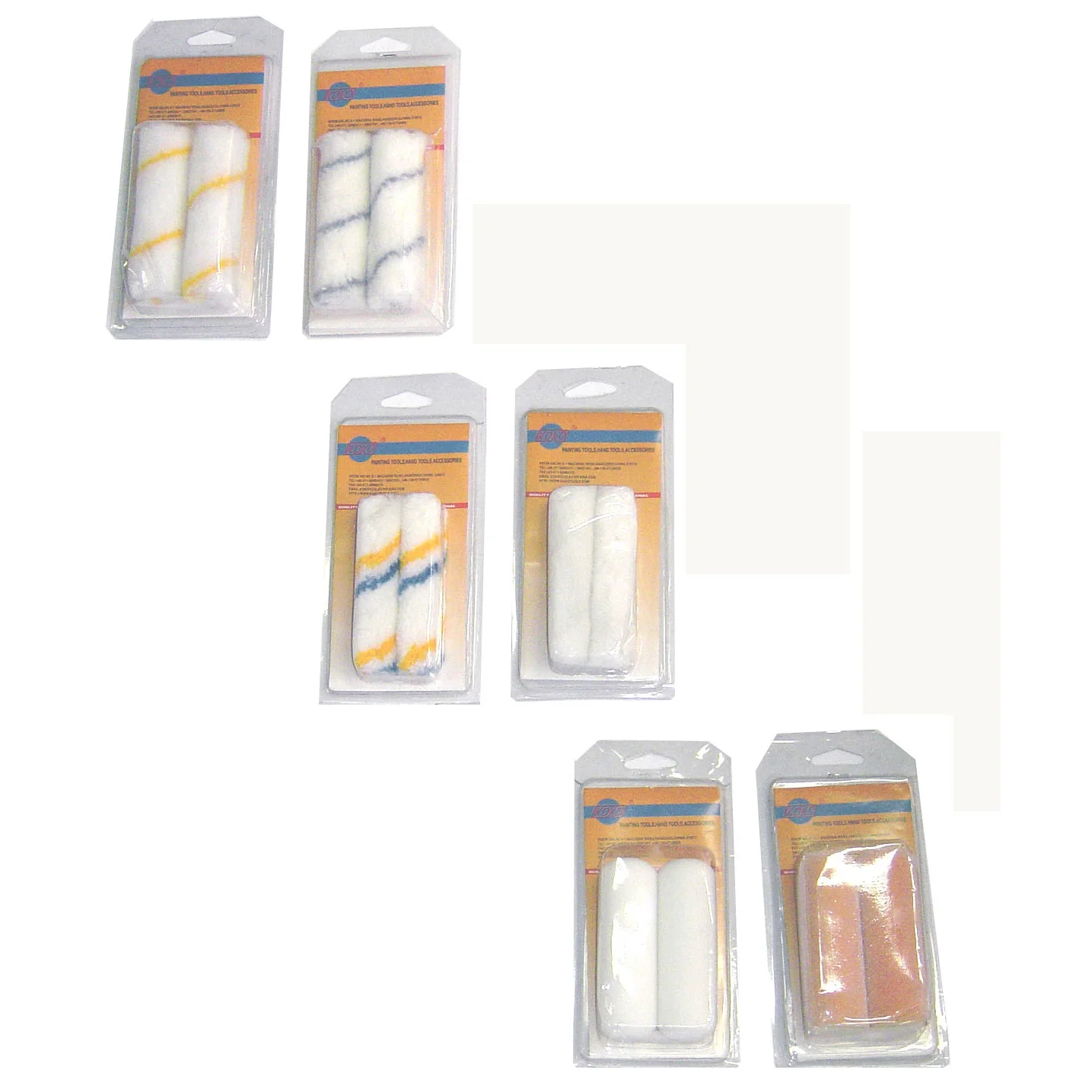 2pcs set Blister Packing Plastic Steel 390mm Long Handle Color Line,Mohair, Foam, Color Card Small Painting Roller