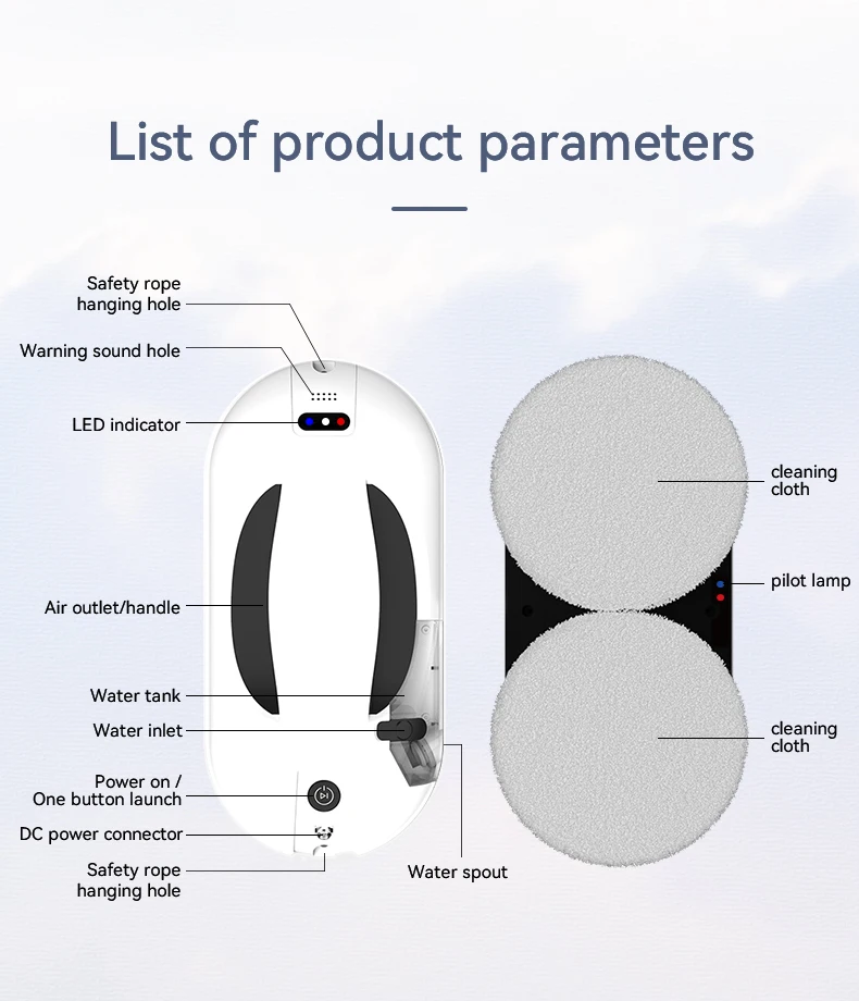 App Control Window Vacuum Cleaner Slim Wall Glass Cleaning Robot with Auto Spray Water