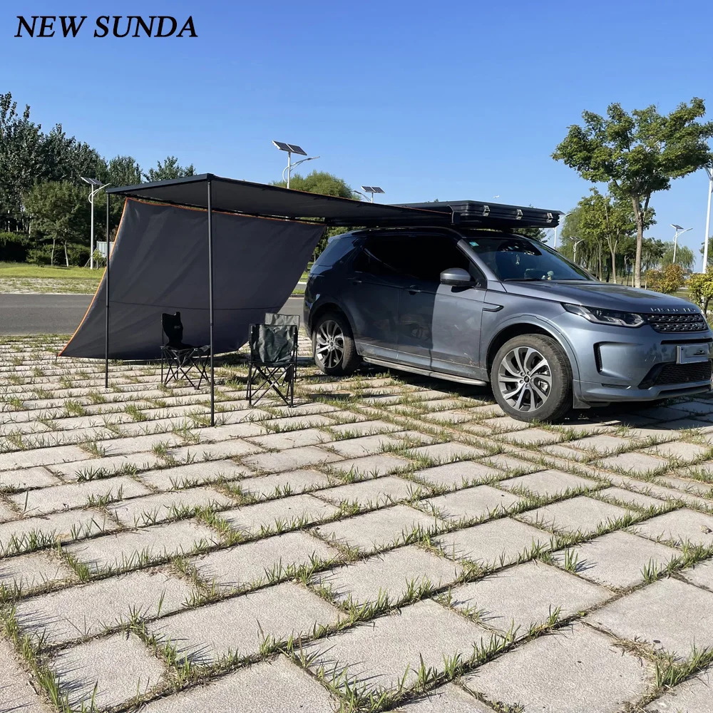 Outdoor retractable car roof side awning for sun shelter