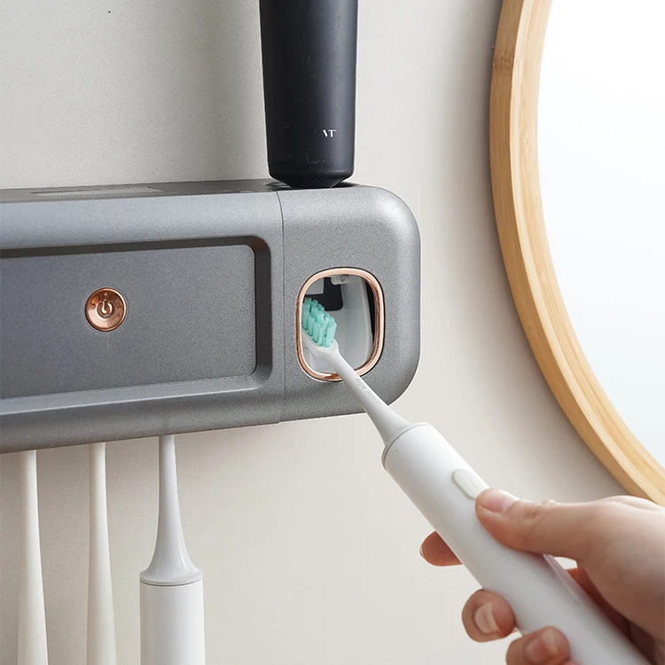 Wall Mounted Tooth Brush Sterilizer Cleaner Sterilization And Solar Charging Rechargeable Cordless Bathroom Toothbrush Holder