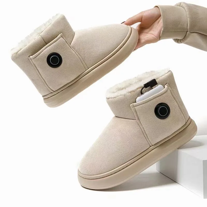 Factory Price New Winter Durable Foot Warming 3 Levels Temperature Control USB Rechargeable Power Bank Heated Furry Snow Boots