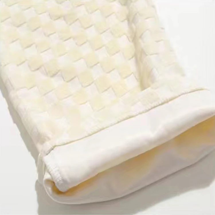 Wholesale three-dimensional plaid straight casual pants custom logo comfortable cotton with waist rope pants