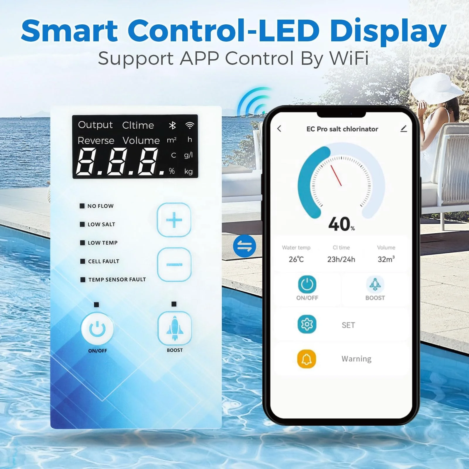 kornonssi 20-50g APP WiFi Function salt chlorinator For Swimming Poolsalt Chlorine Machine salt Water Chlorinatorsalt chlorinato