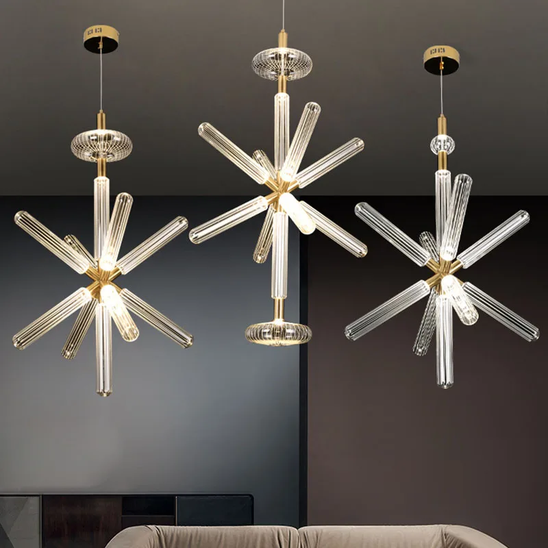 D1001 wholesale glass tube pendant light transparent glass led pendant lamp for living room