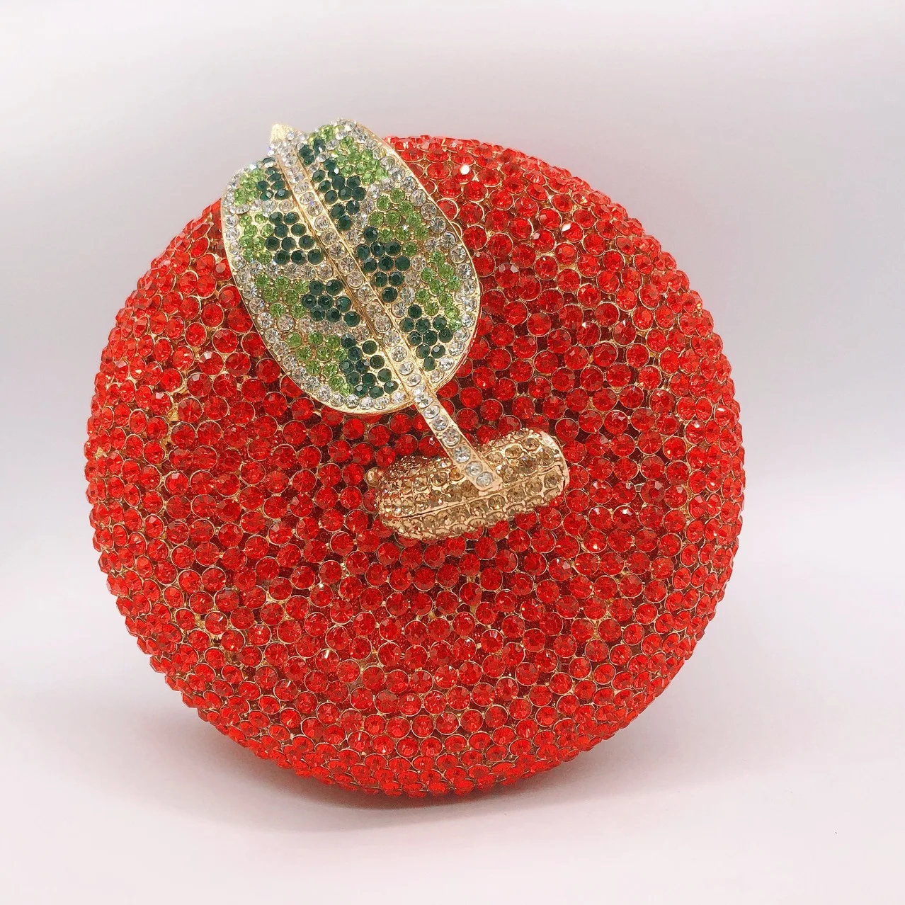 Trendy fruit shape red apple crystal clutches bags party rhinestone handbags wedding bags